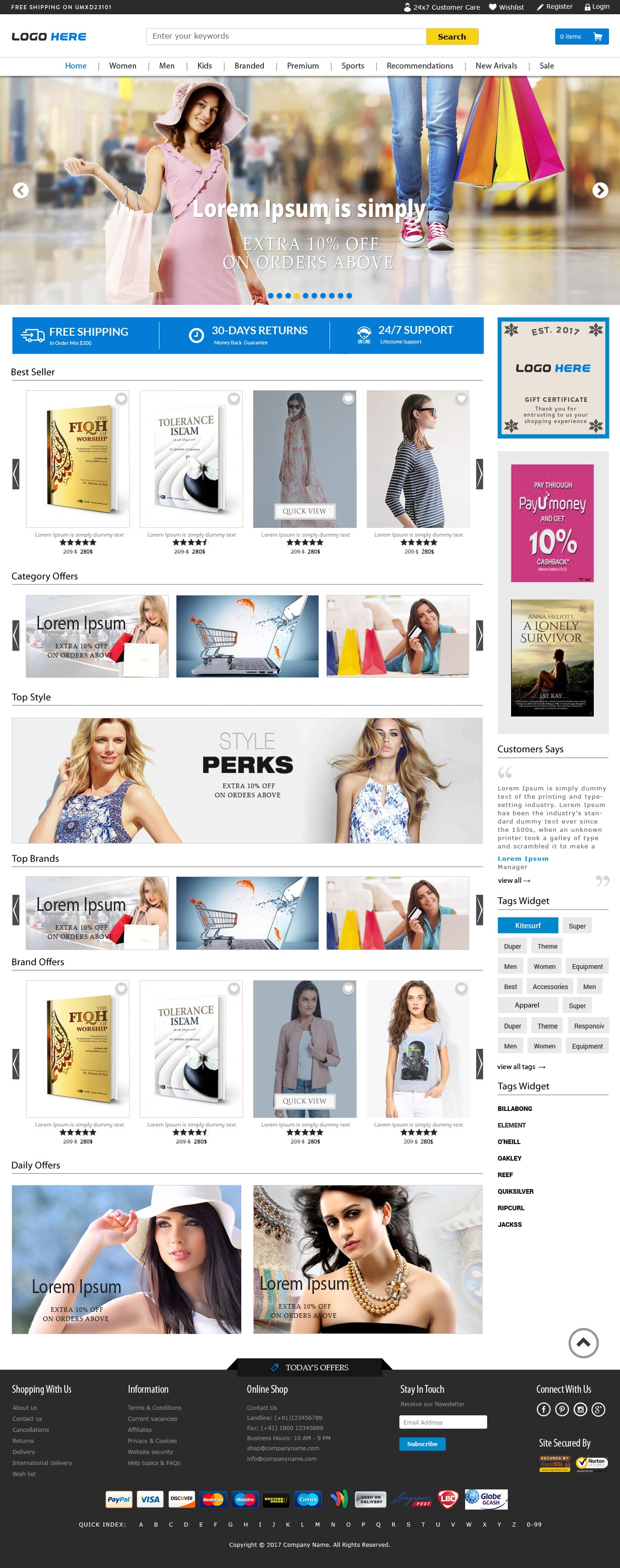 Full Width Ecommerce Website Templates Free Psd Download