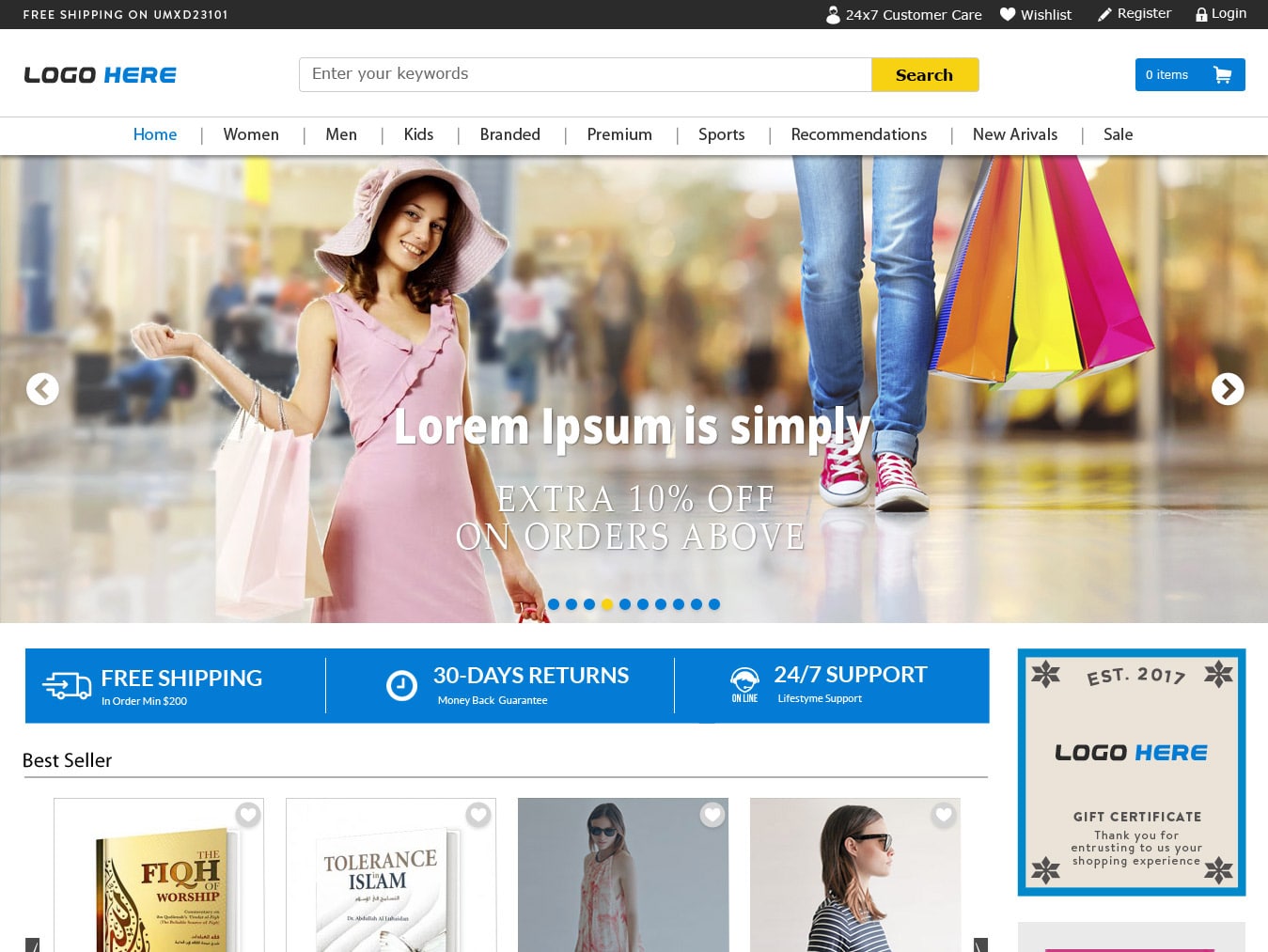 Full width ecommerce website templates free psd download