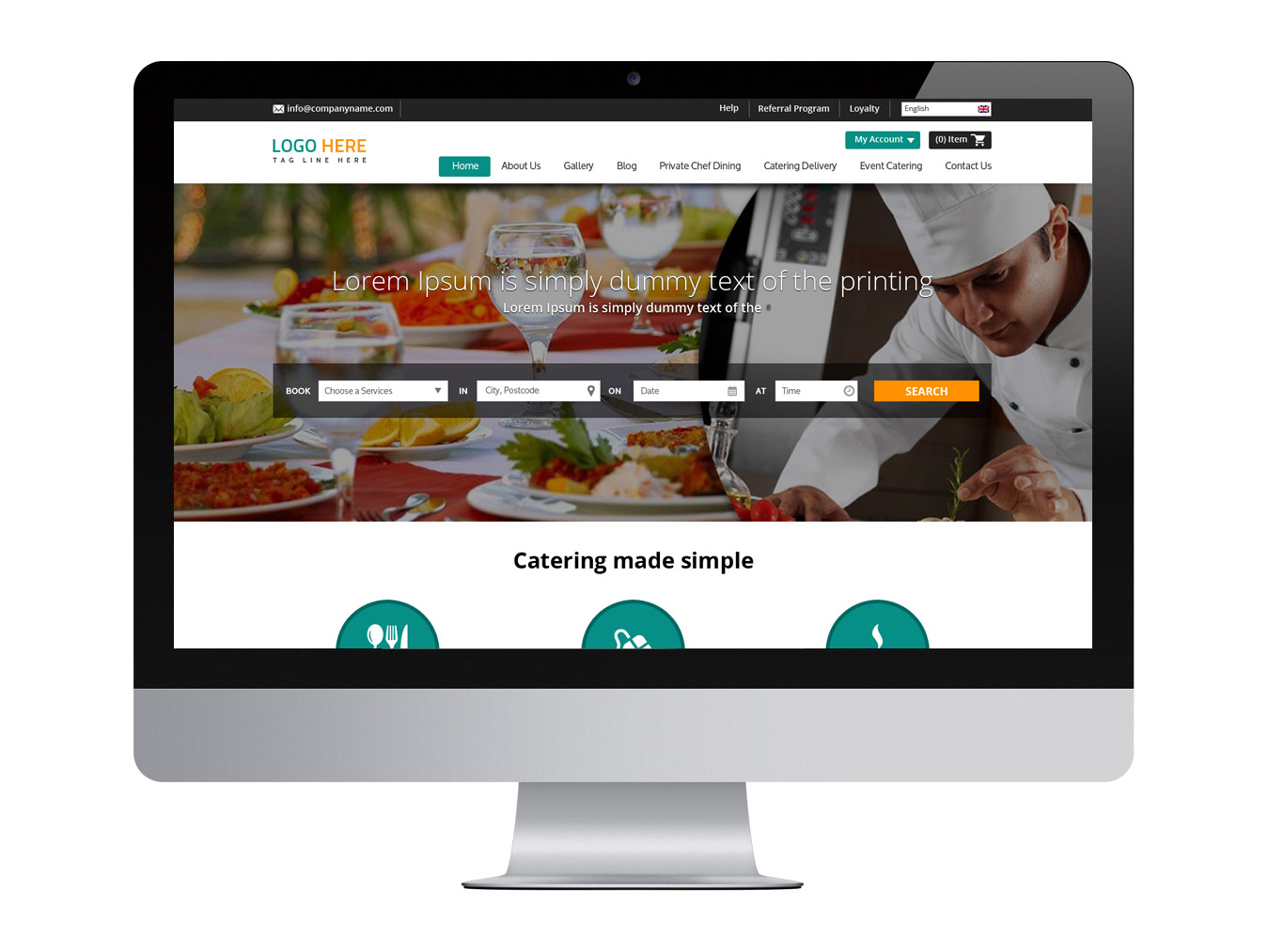 Restaurant website design template free psd