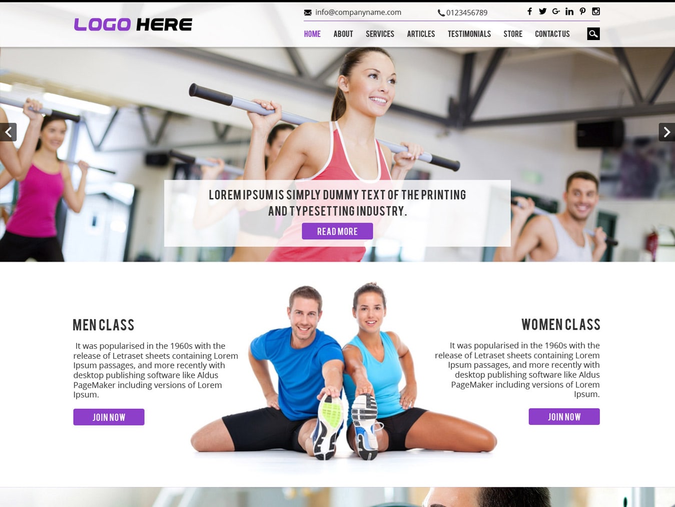 Fitness website template