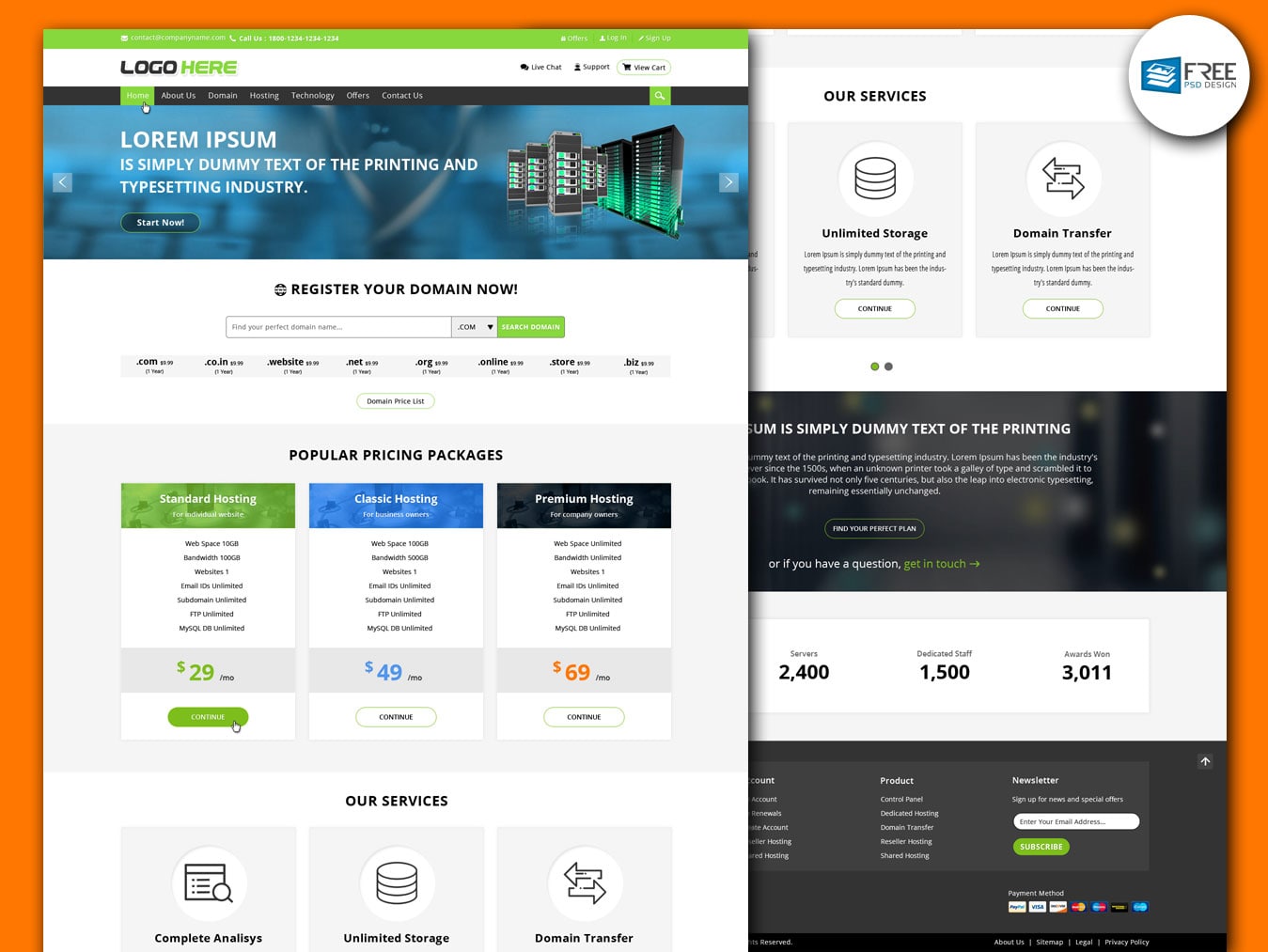 Hosting website templates free download