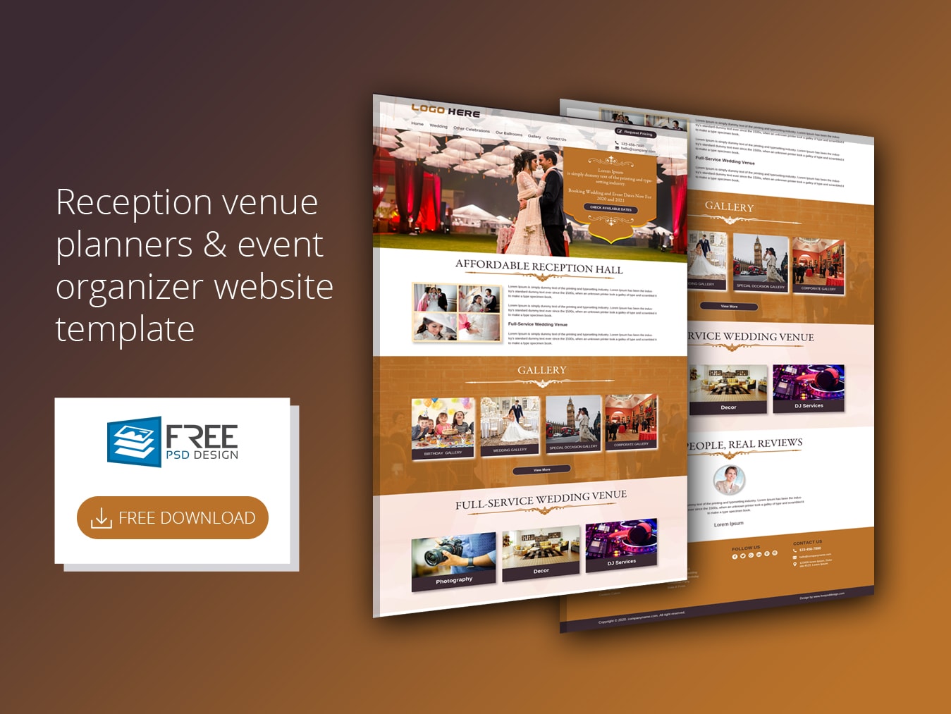 Reception venue planners & event organizer website template