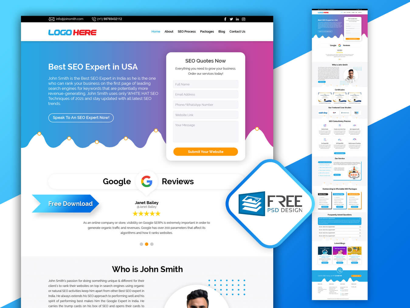 Free SEO Website Template | Download PSD Design for Your SEO Agency